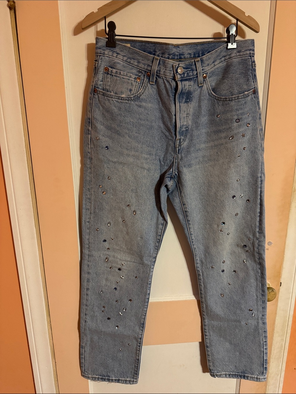 Levi’s 501 Studded Rhinestone Embellished Jeans 30x30